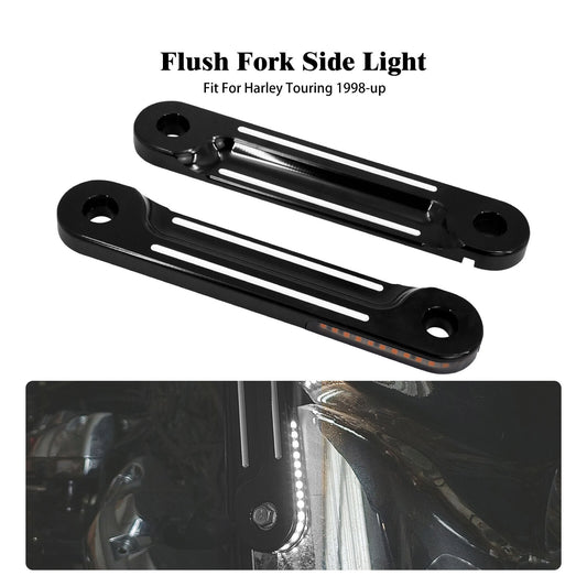 Black LED Flush Fork Turn Signal Side Light for Harley Road Electra Glide 98-23
