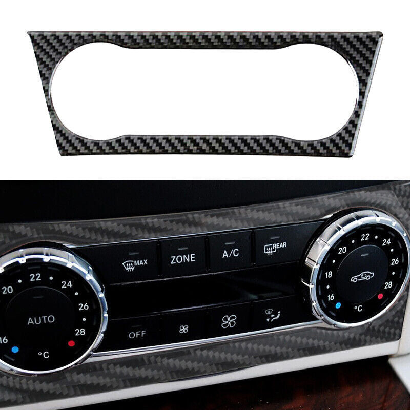 Black carbon fiber car communication panel frame decorative sticker for A/B class CLA GLA- n