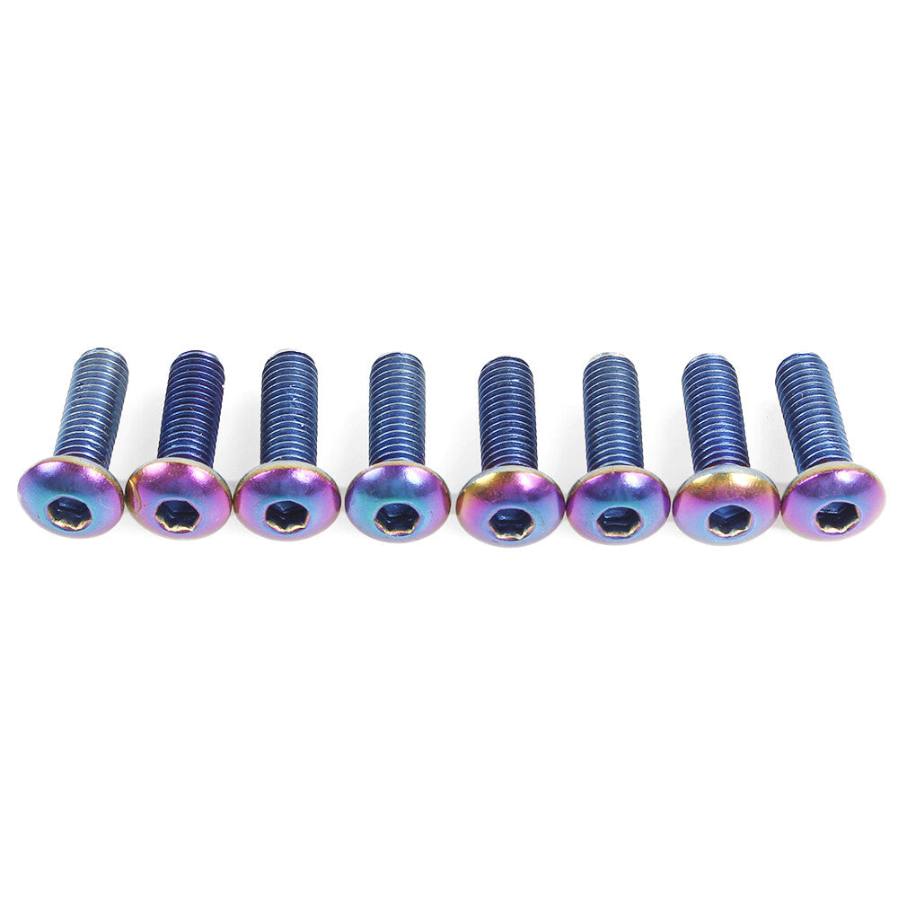 Neo Chrome 8PCS Racing Car Steering Wheel Screw Kit M5x0.8 Bolts Round Head