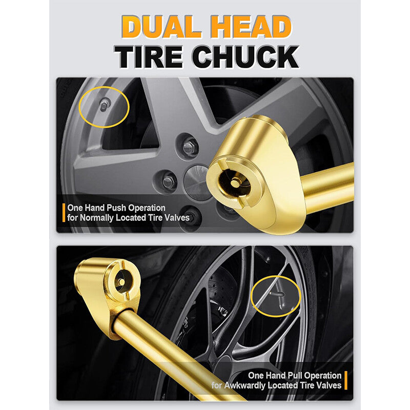2Way Connection Dual Head Air Chuck Set Closed Ball Tire Chuck 1/4NPT Quick Plug
