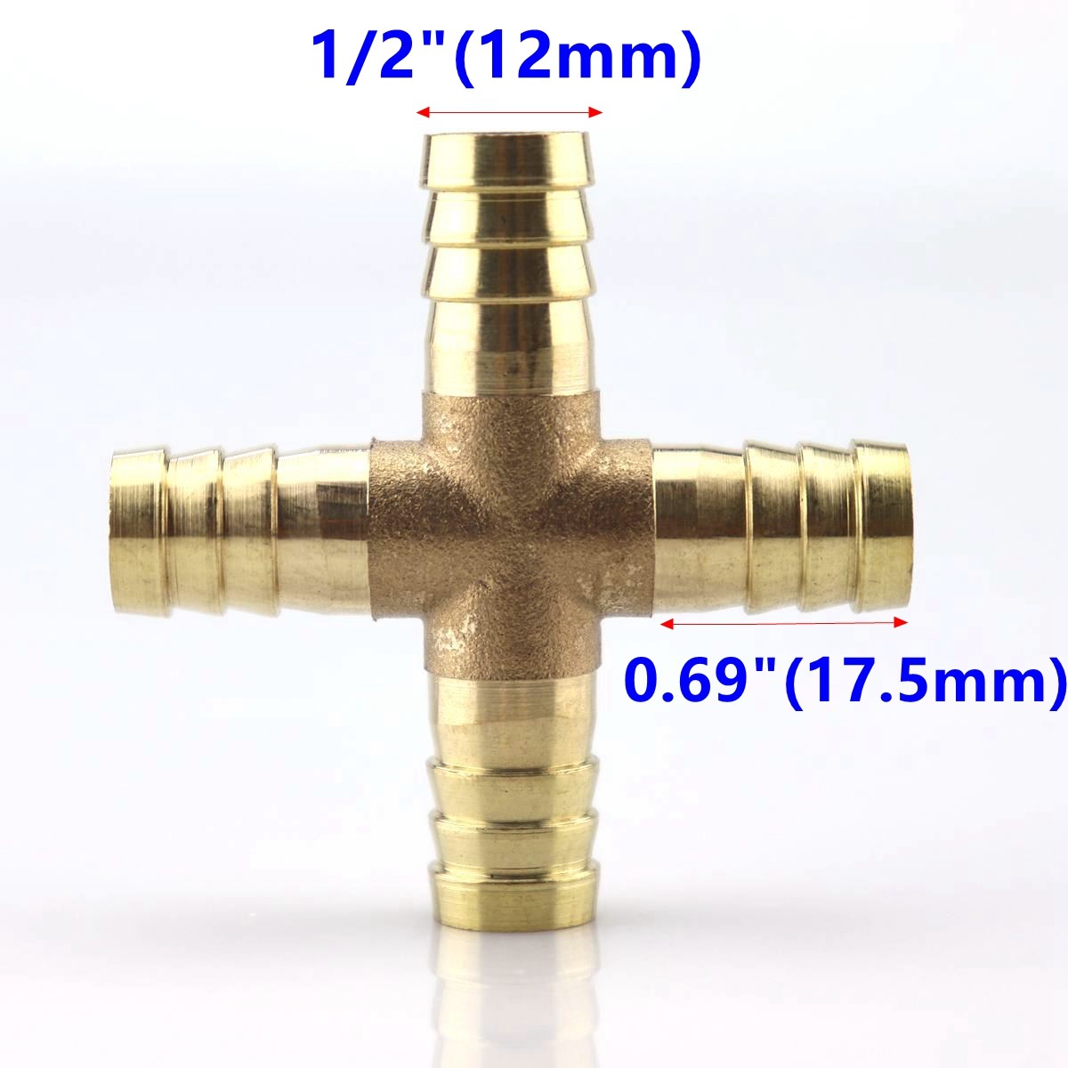 2-piece flexible hose rod, 4-way cross brass fitting, threaded for gas, fuel, water, and air, 1/2 12mm