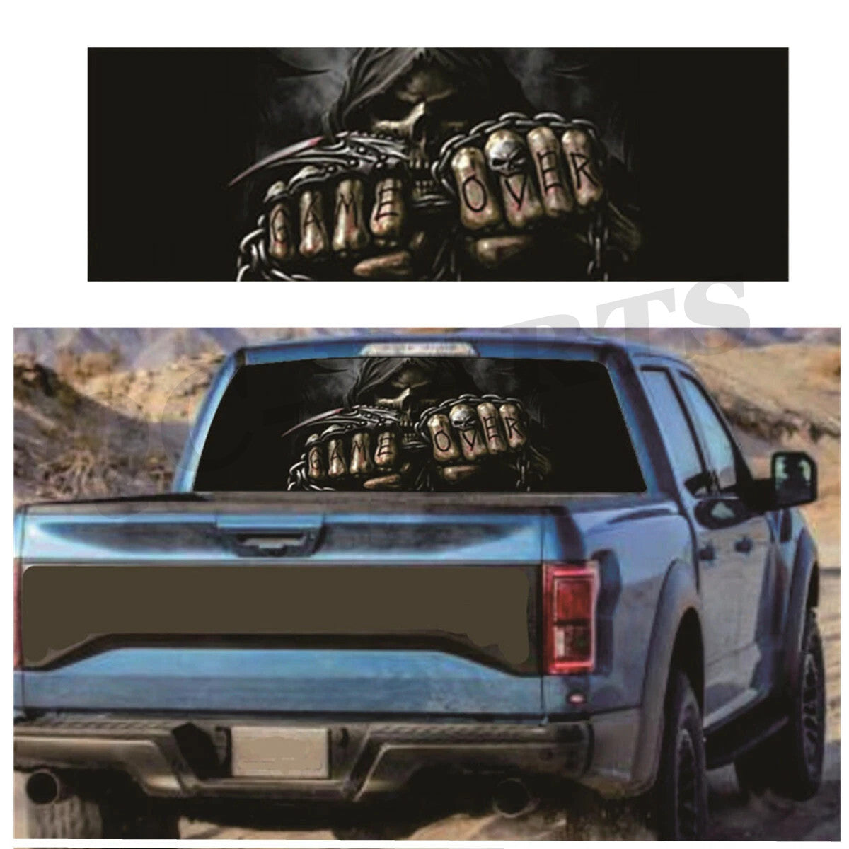 1 Death Skull Style Graphic Decal Sticker for Car and Truck Rear Window Back