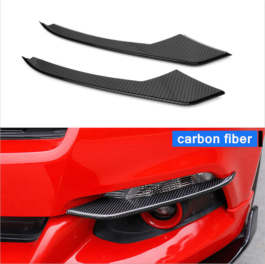 Pair Carbon Fiber Front Fog Light Lamp Cover Trim for Mustang 2015-2017 v