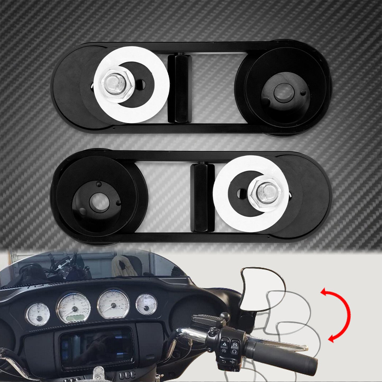 180¡ã Adjustable Drop Mirror Mount Black Fit for Harley Street Glide 2014-2022