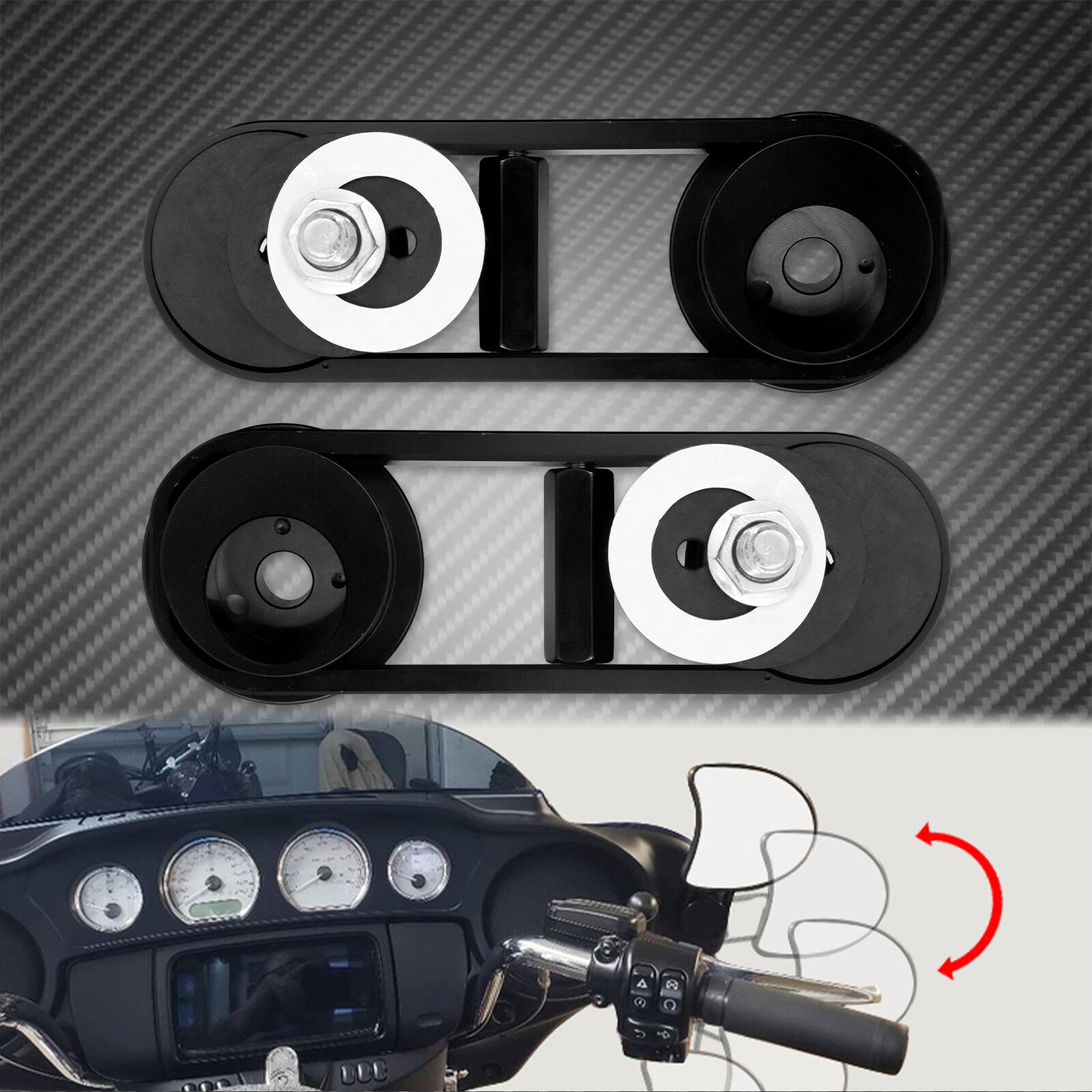 180¡ã Adjustable Drop Mirror Mount Black Fit for Harley Street Glide 2014-2022