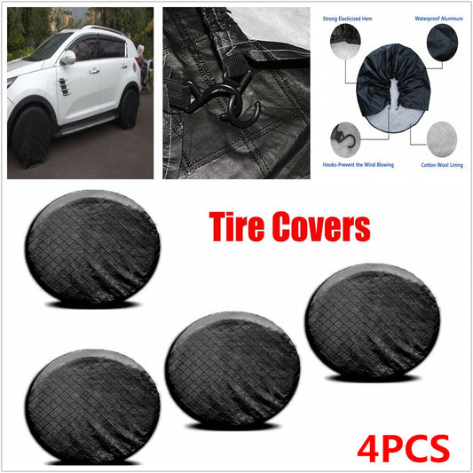 4-Piece Wheel Tire Cover for RV Trailers Campervans Car Trucks SUVs 26-27 Inch Dia Waterprrof Black - n