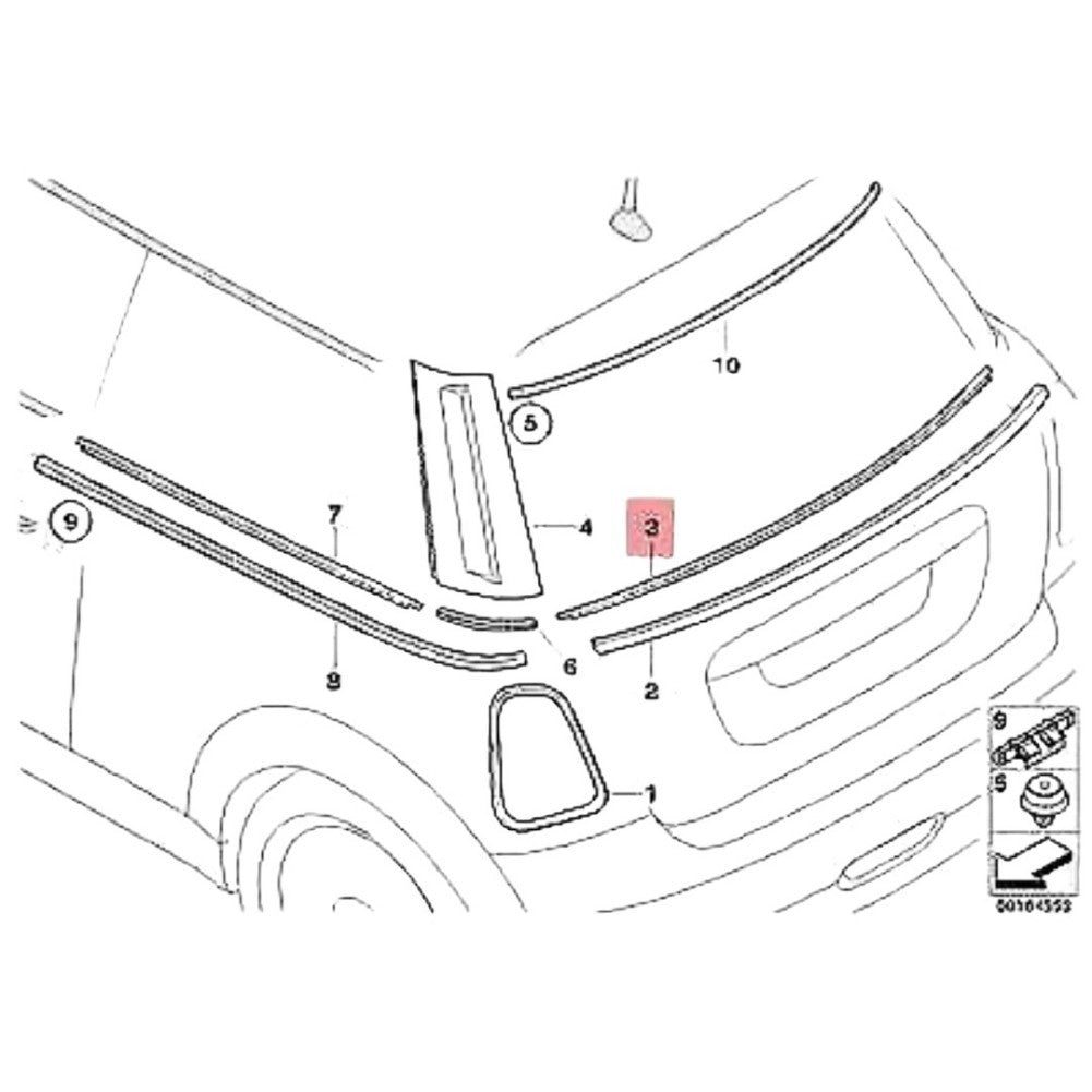 Insert cover rear window for Mini R56 51312754853