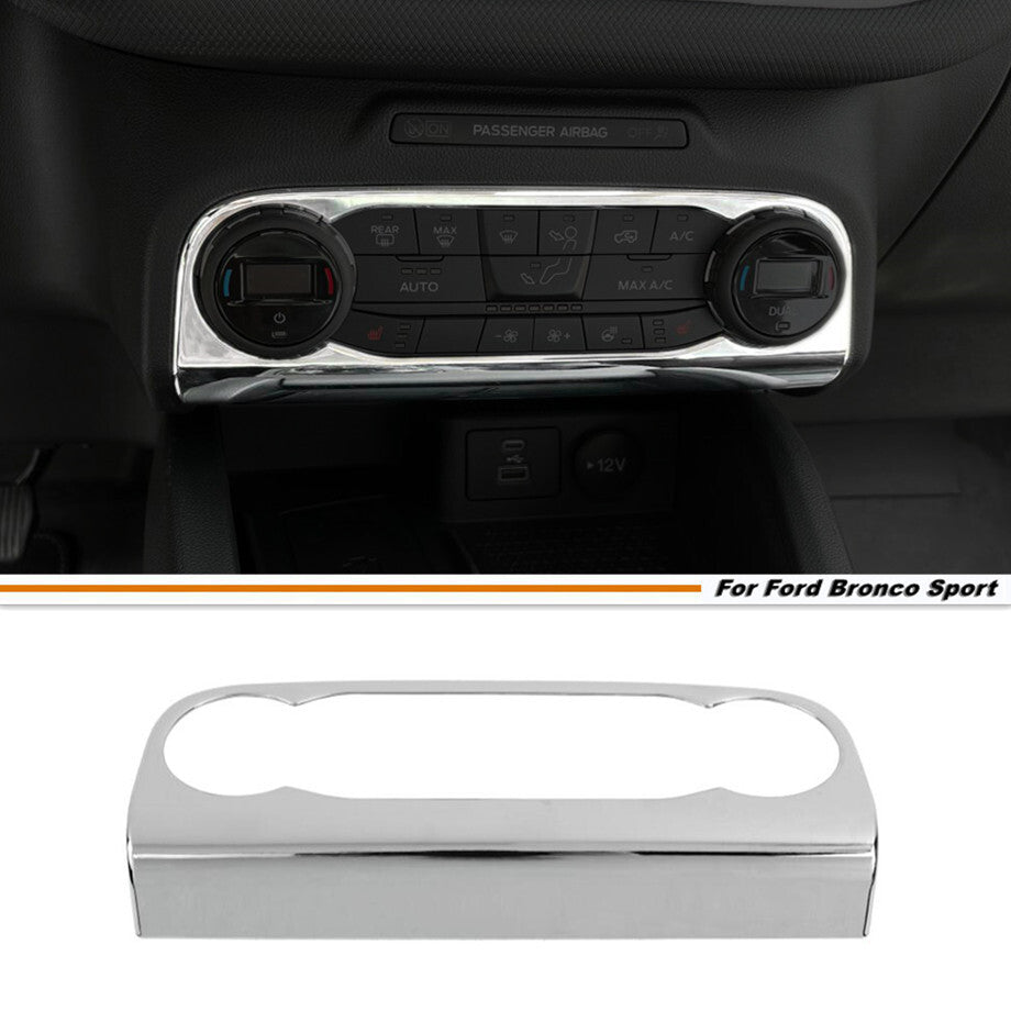 For 2021-2024 Bronco Sport ABS Chrome Center Control A/C Panel Cover Trim v
