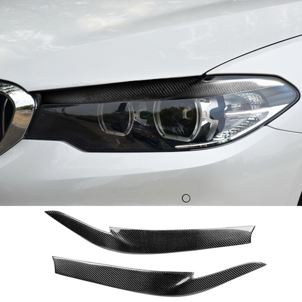 Carbon Fiber Headlight Eyelid Eyebrow Trim for BMW 5 Series G30 G38 530i 2018-22