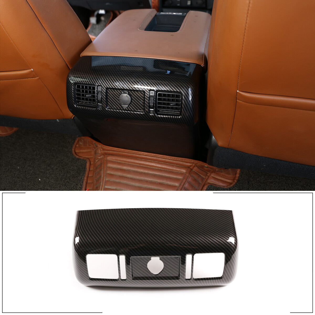 2PCS for Honda Accord 2013-2017 Red Carbon Fiber Central Storage Box Cover Trim- v