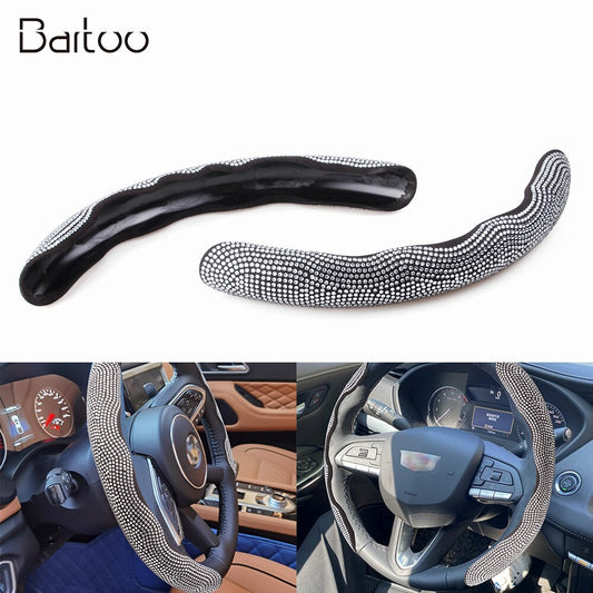 Silver Car Steering Wheel Cover 38cm Shiny Rhinestone Bling Diamond Universal Q
