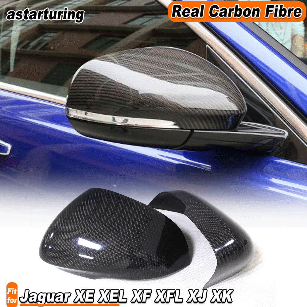 2xCarbon Fiber Side Door Mirror Cover Cap Add-On for Jaguar XE XEL XF XFL XJ XK