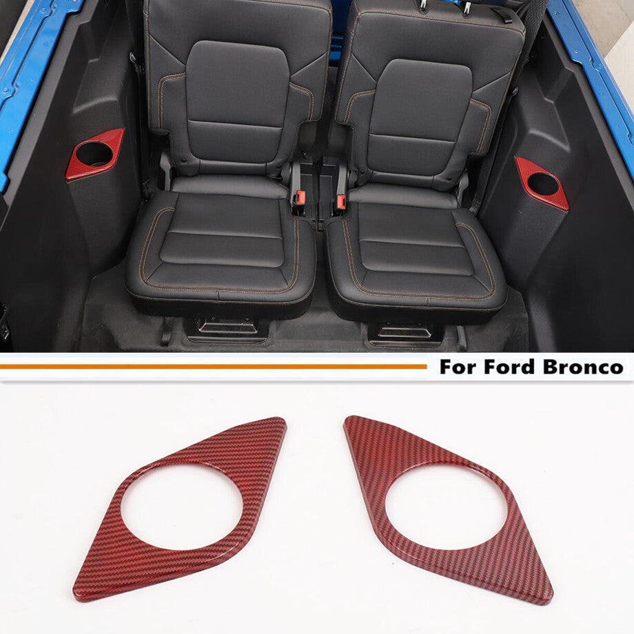 Red Carbon Interior Rear for Seat Cup Holder Cover Trim For 21-24 Bronco 2-Door v