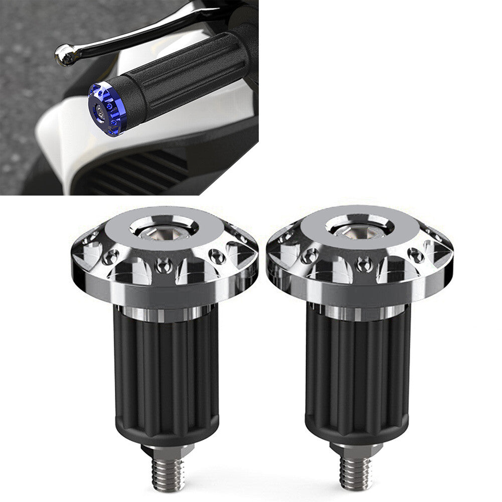 7/8'' Dirt Bike CNC Handlebar Grips Handle Bar End Cap Plugs Slider Silver 2x Q