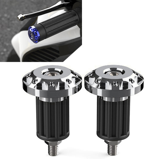 7/8'' Dirt Bike CNC Handlebar Grips Handle Bar End Cap Plugs Slider Silver 2x Q
