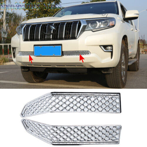 Chrome Look Front Bumper Lower Mesh Grille Cover Trim for Toyota Prado 2018-2021