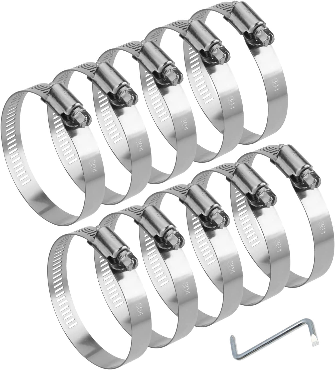 2-inch IHose clamp worm gear hose clamp stainless steel fuel hose 10-piece set