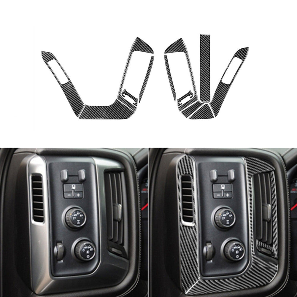 5Pcs Carbon Fiber Driver Side Air Vent Trim For Silverado for GMC for SIERRA 1204-2018 v