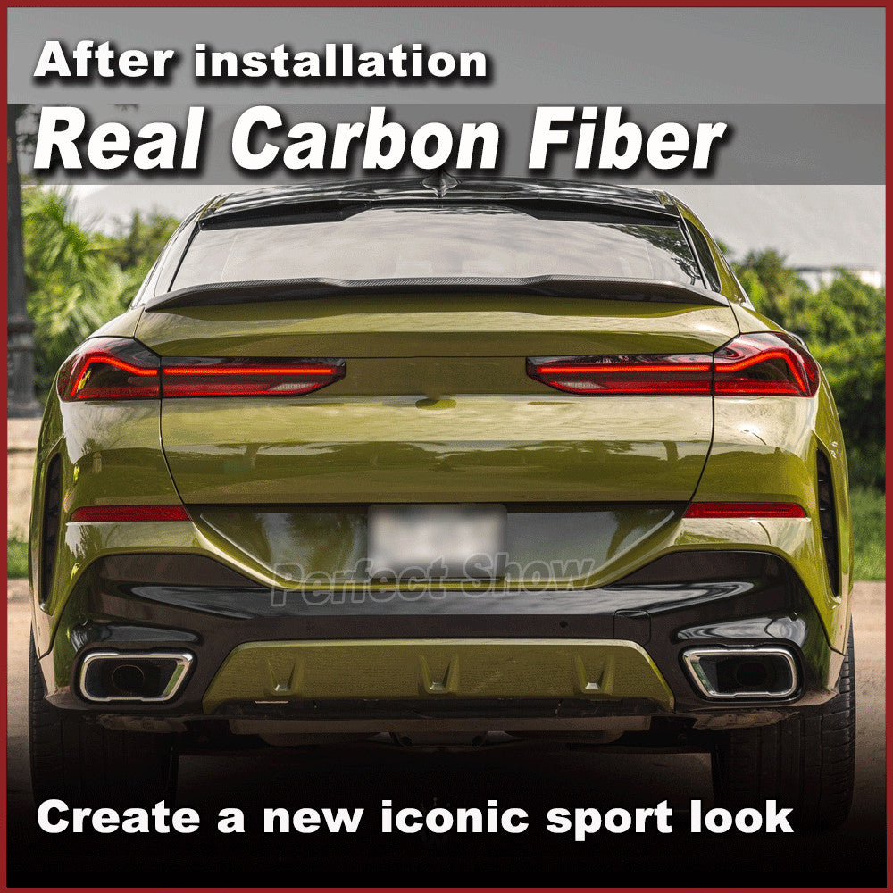 for BMW X6 G06 SUV 4-Door 2020-2023 REAL CARBON Rear Trunk Lid Spoiler Boot Wing