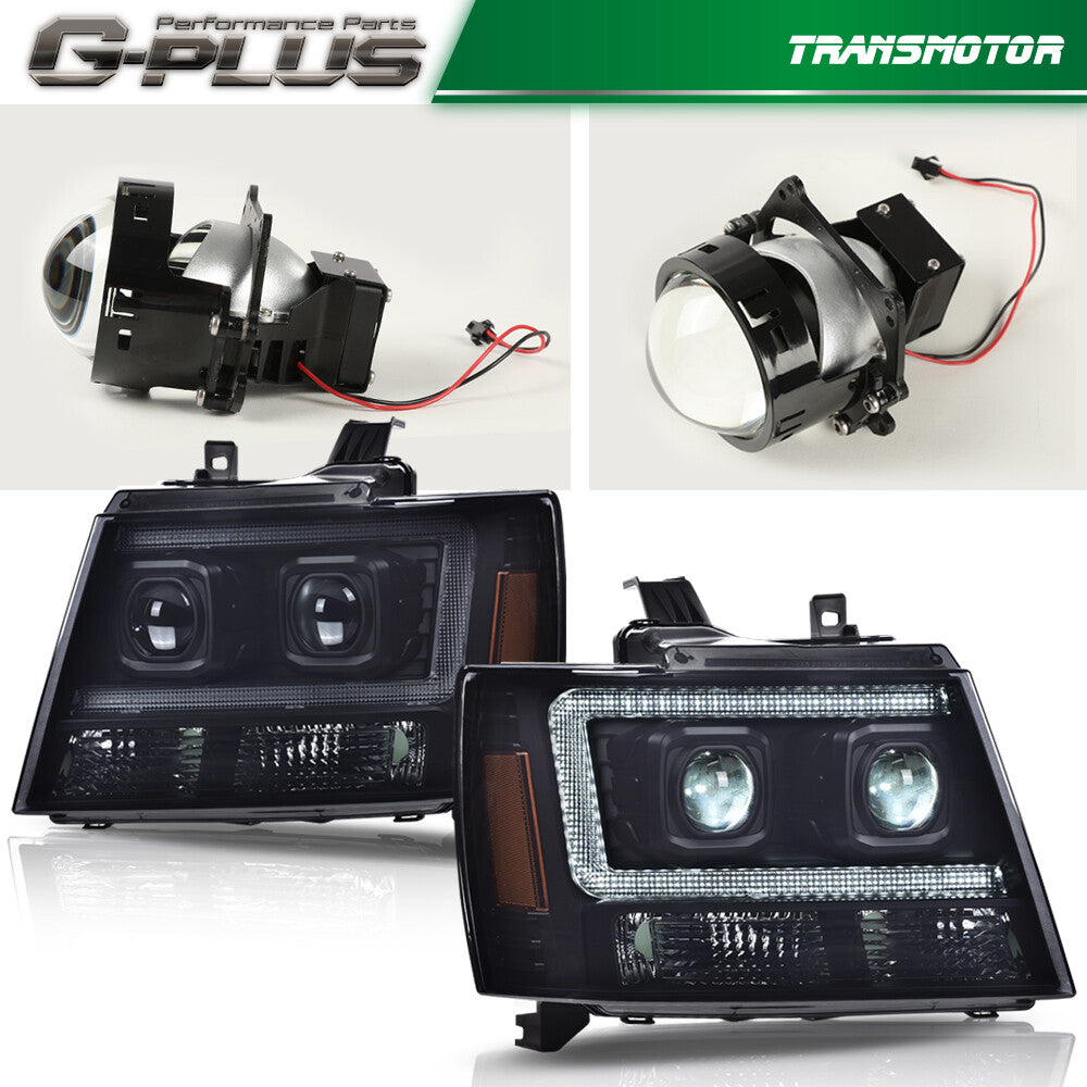Suitable for 07-14 Tahoe/Suburban, black/amber LED DRL turn signals/lights