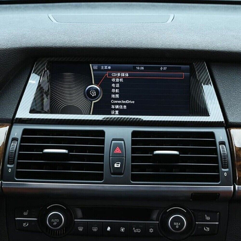 Carbon Fiber ABS GPS Navigation Panel Cover Trim For X5,E70,X6,E71 2008-2013 n