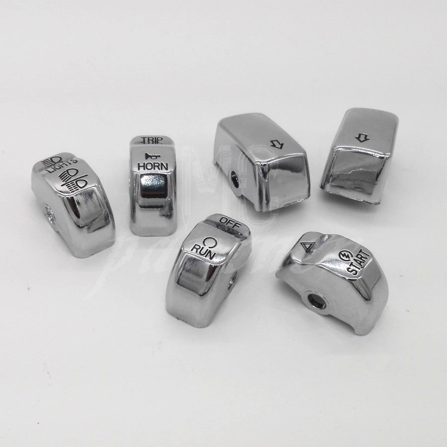 6pcs Chrome Hand Control Switch Button Cap for Harley Softail 2011-2015 Q