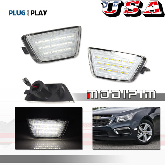 2 Pack Front Bumper Clear White Side Marker Signal Lights for 2011-2015 for Cruze - v