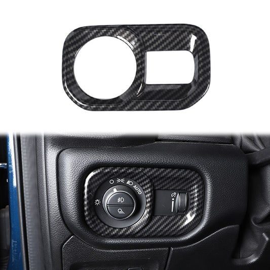 Front Headlight Switch Cover Trim Sticker for Dodge Ram1500 2018+ Carbon Fiber