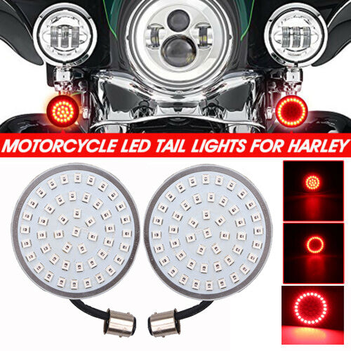 A pair of LED 1157 turn signal smoke lenses for Harley Touring Softail in amber red.