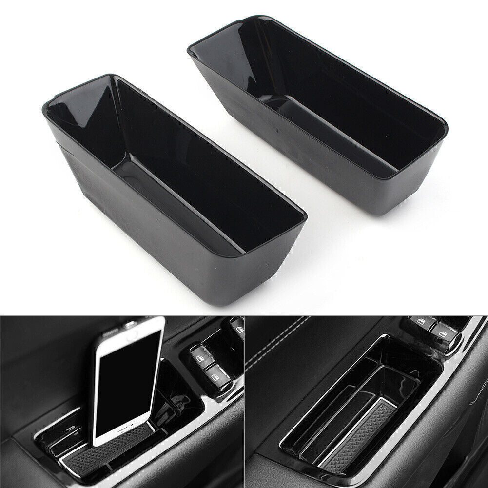 2X Car Rear Door Handle Armrest Storage Box Tray Bin Kit for Ford Edge 2015-2020