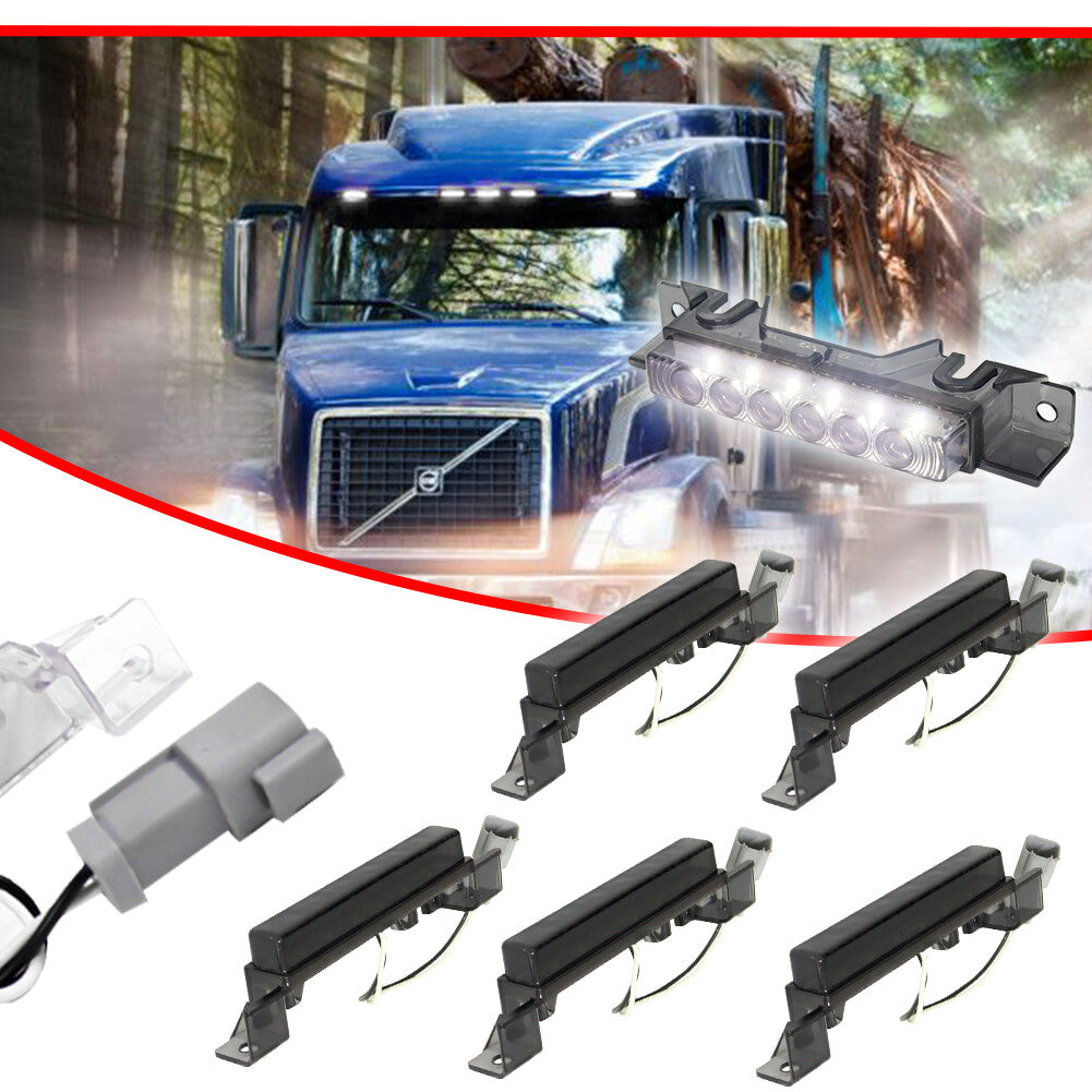 5 Pack White Smoked Lens LED Cab Roof Marker Running Lights For Truck for Volvo VNL- v