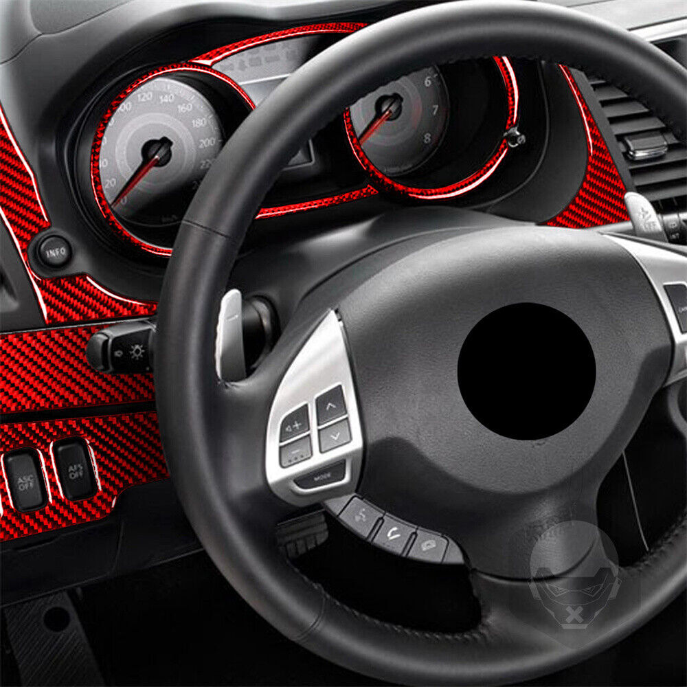 17Pcs Red Carbon Fiber Interior Full Set Kit Cover for Mitsubishi Lancer 2008-15