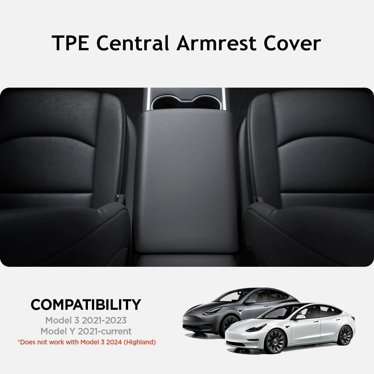 TPE fits 2016-2024 Model 3 Y center console cover and armrest cover accessories. n