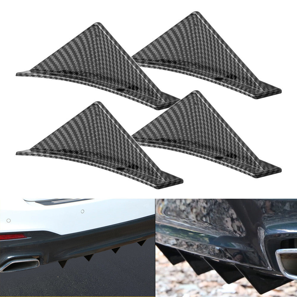Carbon Fiber Look Car Rear Bumper Diffuser Spoiler Shark Fin Curved Splitter Q