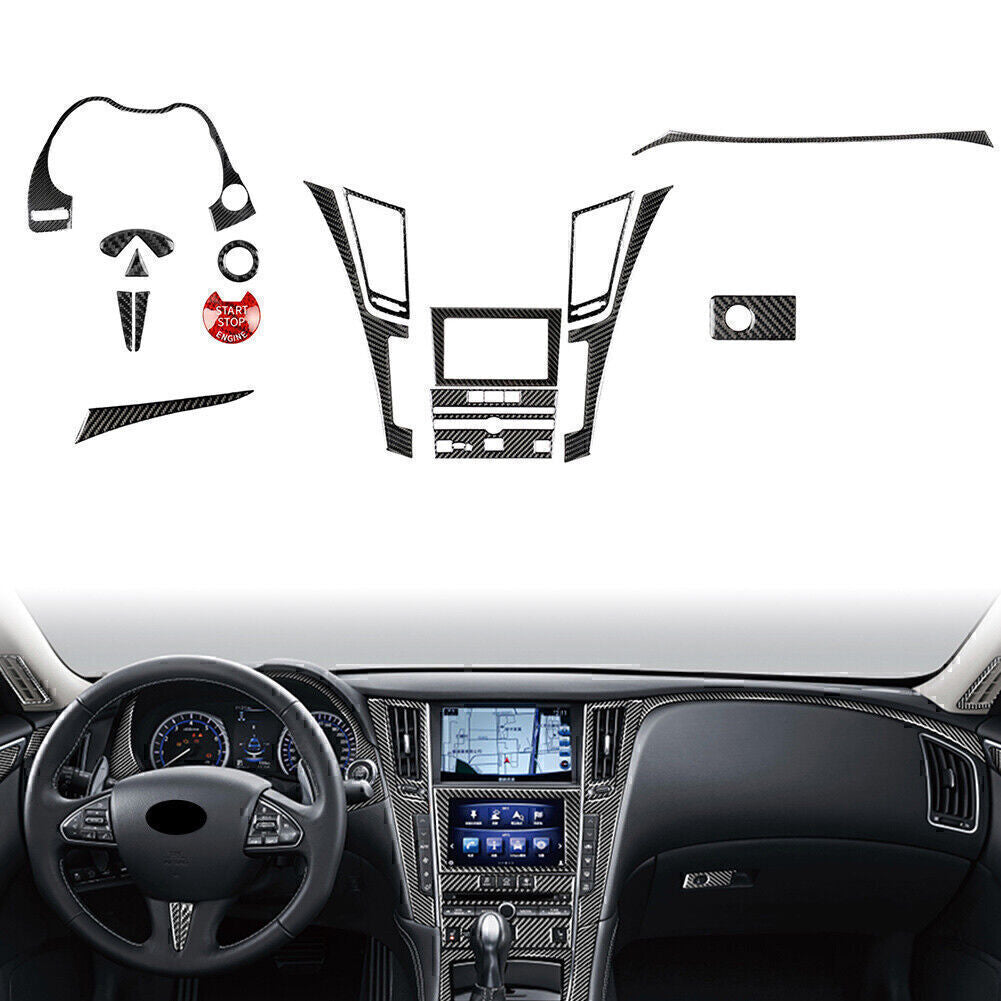 16 Pcs Carbon Fiber Interior Decoration Cover Trim for Infiniti Q50 Q60 2014-19
