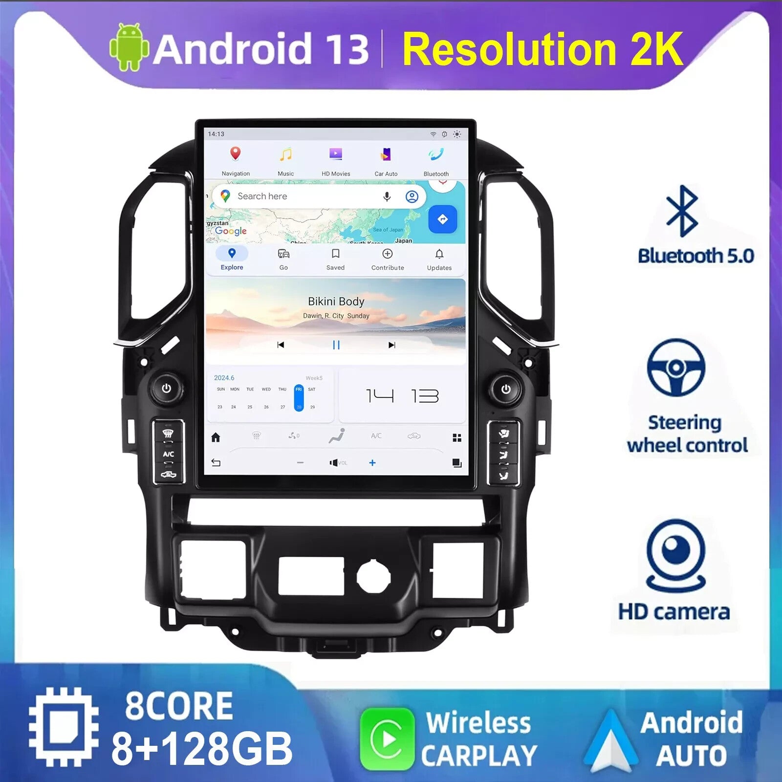 15.6 Car Radio for Chevrolet Silverado for GMC for Sierra 2019-2023 IPS Touch Screen