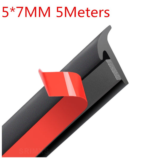 5M Car Sealing Strip Slanted T-Type Auto Seal Trim Black For Front Rear bumper