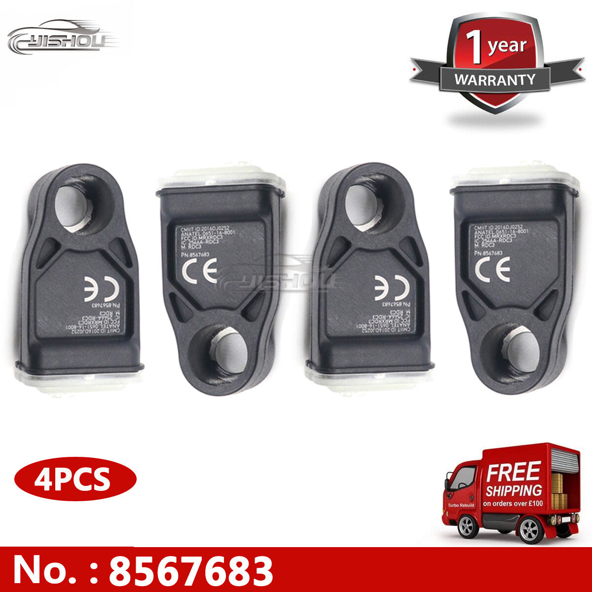 4-pack TPMS tire pressure monitoring sensors for BMW motorcycles 36318567683 8567683