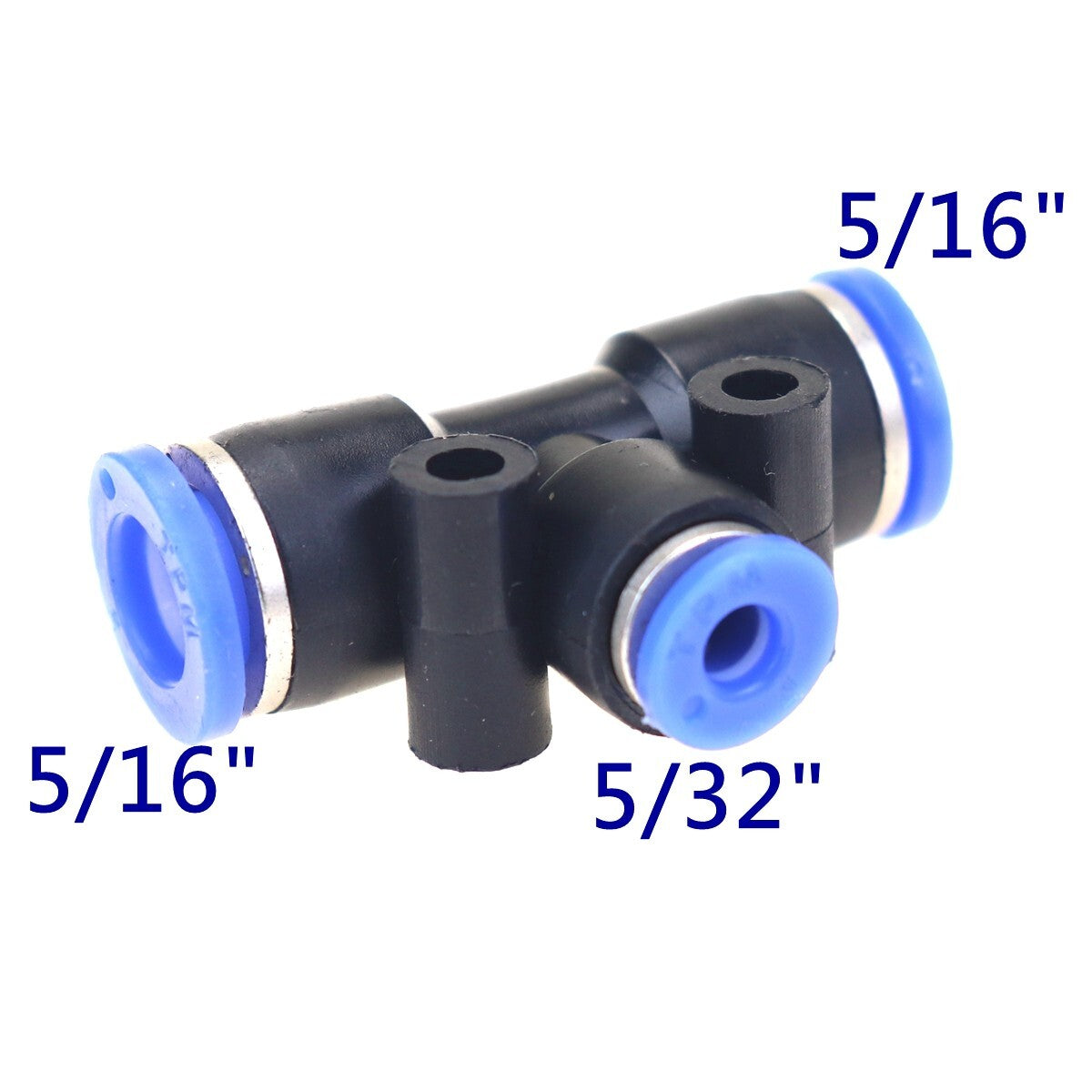 Pneumatically reduced T-shirt push-in accessory tube OD 5/16 to OD 5/32 10 pieces