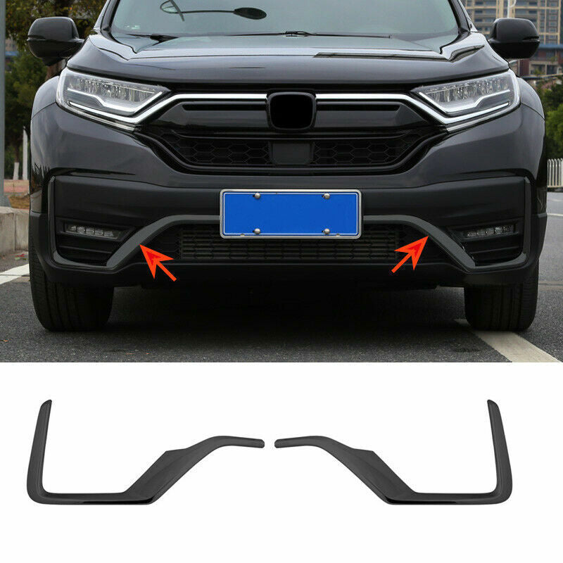 2P Glossy Black Front Bumper Fog Light Trim Strips for Honda CRV CR-V 2020-2022