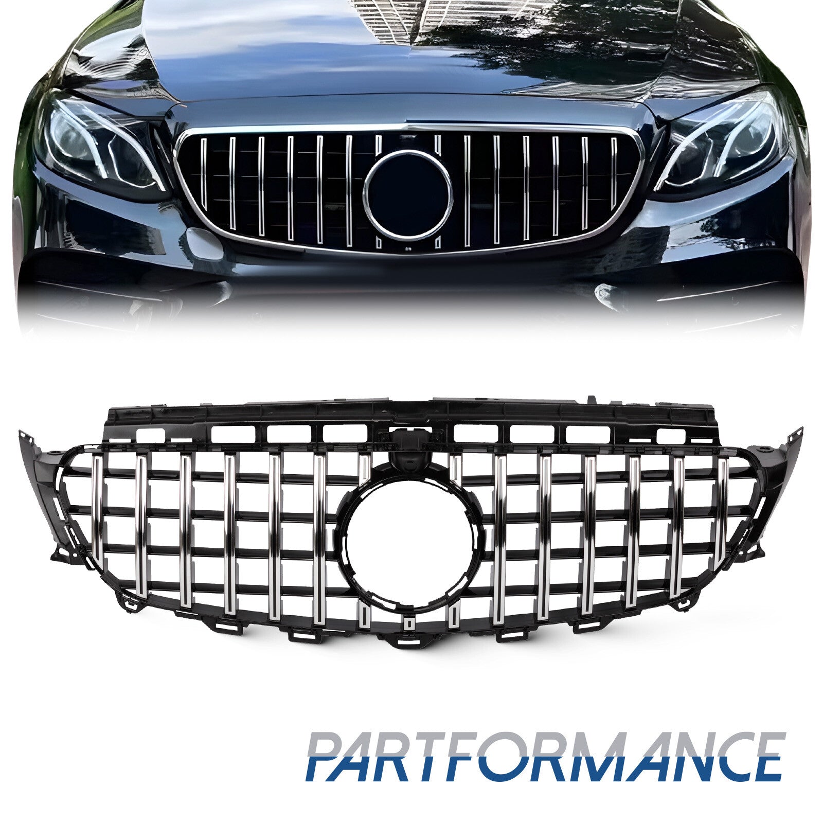 GTR for CHRome Grille Front Bumper Grille for Mercedes W213 E200 E300 E400 2016-2020- v