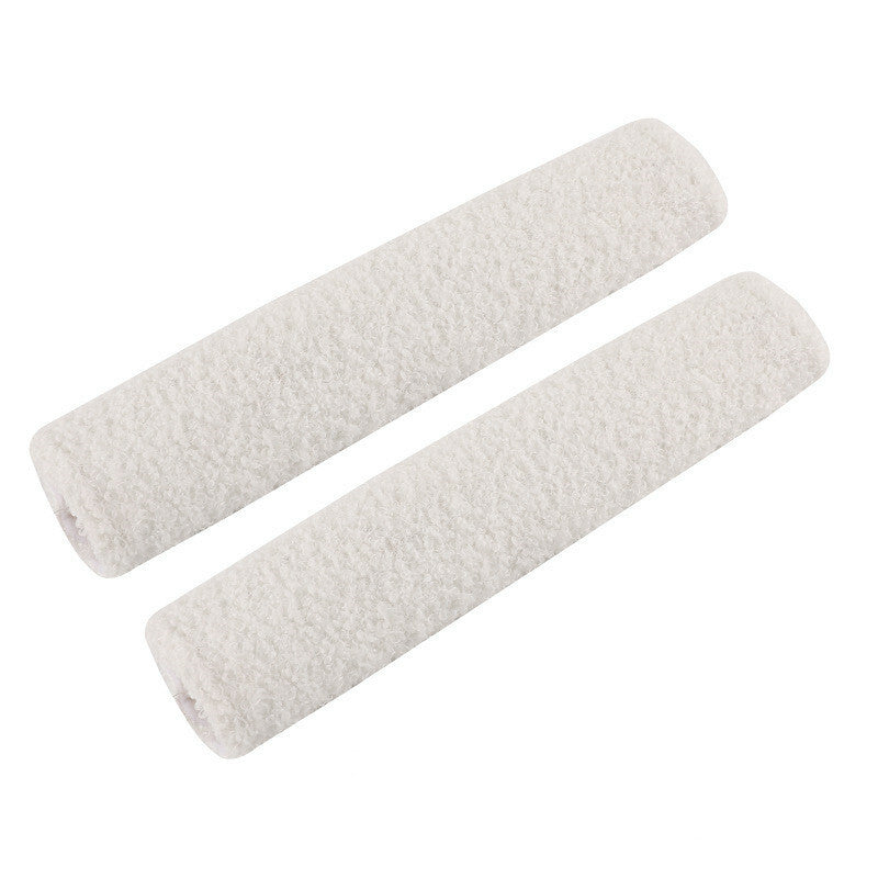 2pcs Universal Car Soft Plush Seatbelt Pad Shoulder Pad Protective Cover White