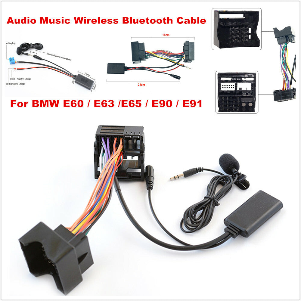 Car audio wireless Bluetooth auxiliary input cable adapter harness for E60/90- n