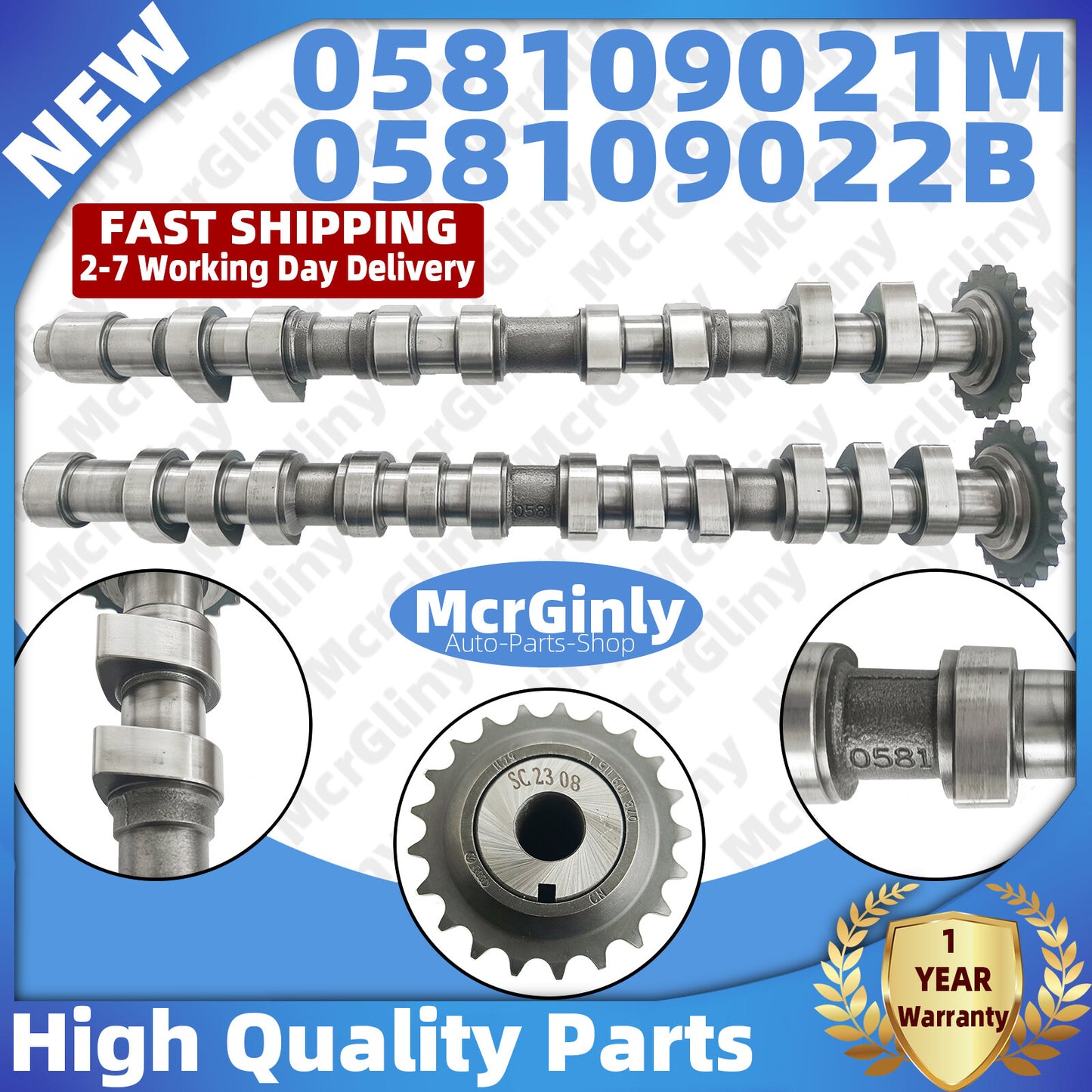 Intake and exhaust camshafts #058109021M #058109022B are suitable for Audi A3, A4, A6, TT, and for Golf . n