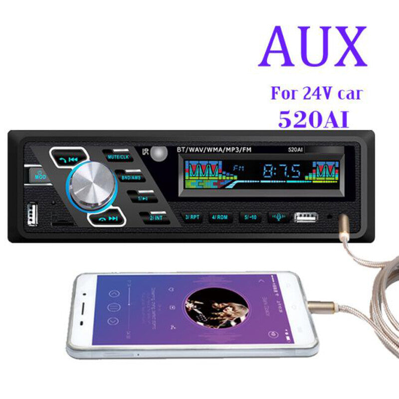 24V 4-channel digital 1-DIN car stereo Bluetooth USB/SD/FM/WMA/MP3 radio n