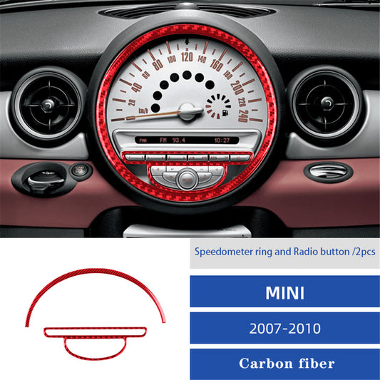 Red Carbon Fiber Center Speed Radio Control Trim Cover for MINI Cooper 2007-2011