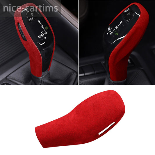 Suede Wine Red Car Gear Shift Knob Trim for BMW X1 F48 X2 F47 1 Series 2020-2023