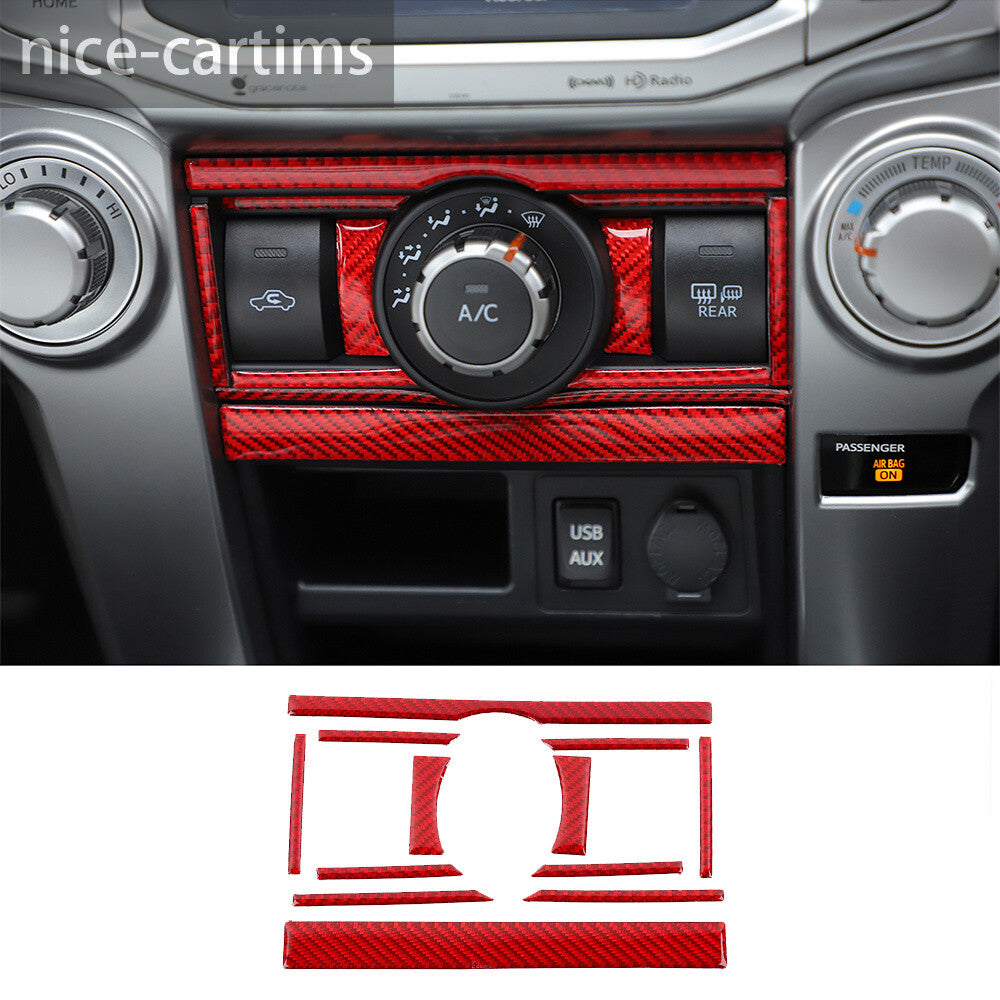12¡ÁRed Carbon Fiber Air Conditioning Switch Button Trim For Toyot@ 4Runner 2010+