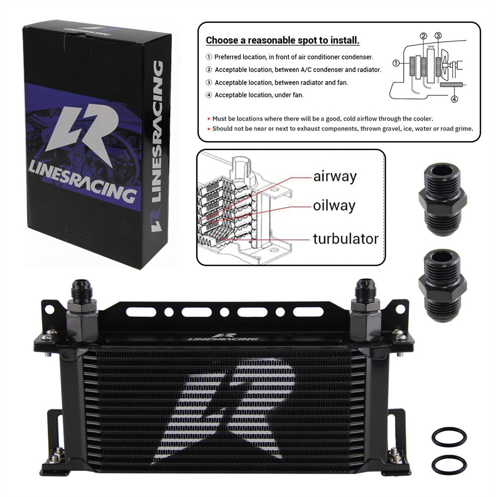 Universal 16 Row G1/2 248MM Oil Cooler + 2PCS AN8  AN10 Fittings + Bracket Kit