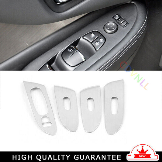 Glass Window Lifting Lock Panel Trim Fit for Nissan Murano 2015-21 Silver Steel